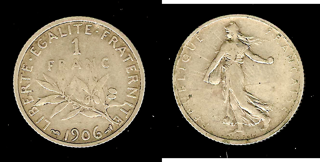 1 franc Semeuse 1906 VF+